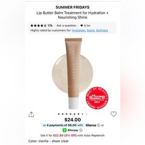 Summer Fridays Lip Butter Balm - VANILLA